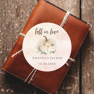 Pegatina Redonda Flores de crema de calabaza caída