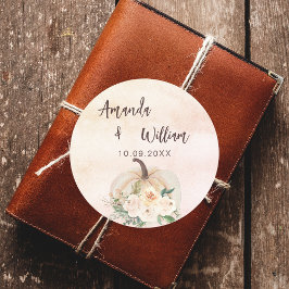 Pegatina Redonda Flores de crema de calabaza caída