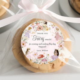 Pegatina Redonda Flores de cumpleaños pradera de jardín de cumpleañ