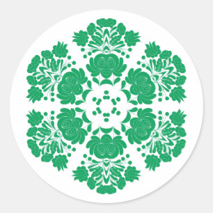 Pegatina Redonda flores de diseño polaco