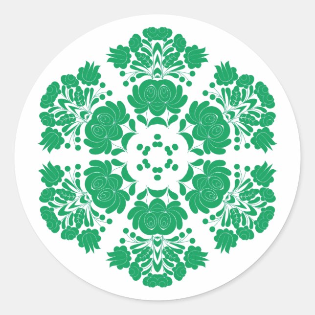 Pegatina Redonda flores de diseño polaco (Anverso)