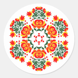 Pegatina Redonda flores de diseño polaco