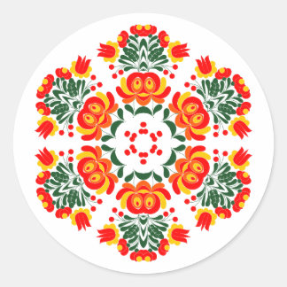 Pegatina Redonda flores de diseño polaco