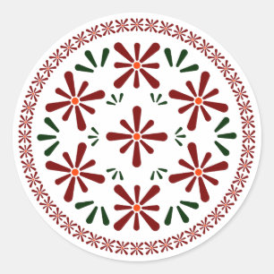 Pegatina Redonda flores de diseño polaco