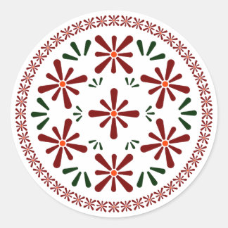 Pegatina Redonda flores de diseño polaco