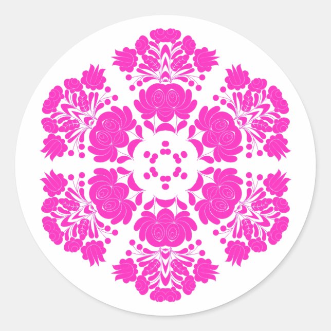 Pegatina Redonda flores de diseño polaco (Anverso)