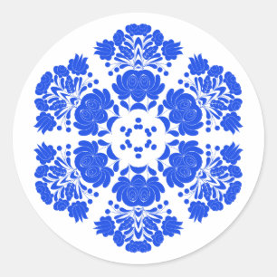 Pegatina Redonda flores de diseño polaco