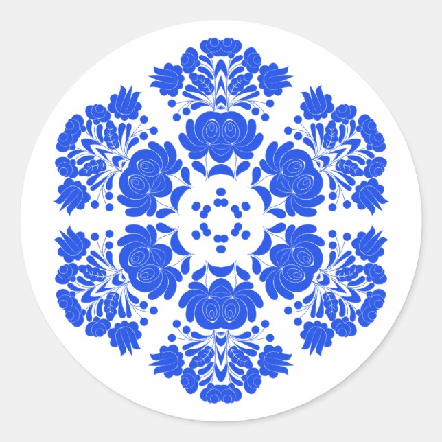 Pegatina Redonda flores de diseño polaco (Anverso)