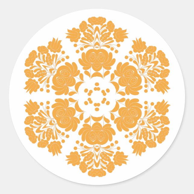 Pegatina Redonda flores de diseño polaco (Anverso)