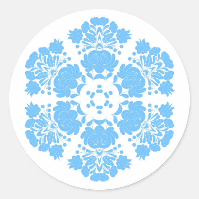 Pegatina Redonda flores de diseño polaco (Anverso)
