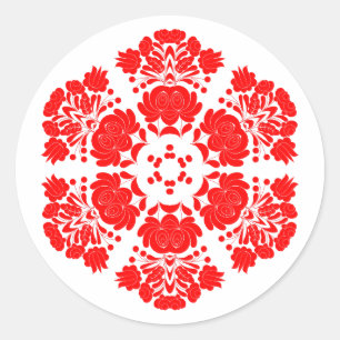 Pegatina Redonda flores de diseño polaco