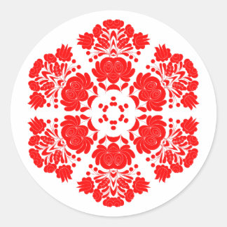 Pegatina Redonda flores de diseño polaco