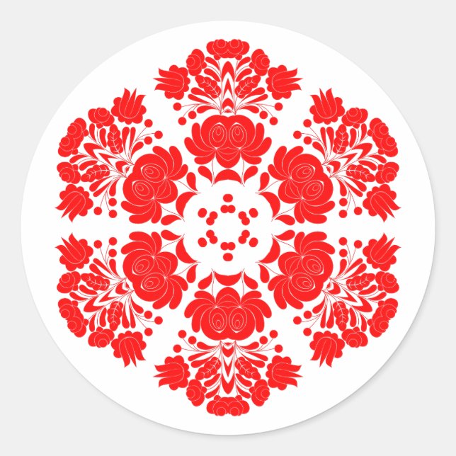 Pegatina Redonda flores de diseño polaco (Anverso)