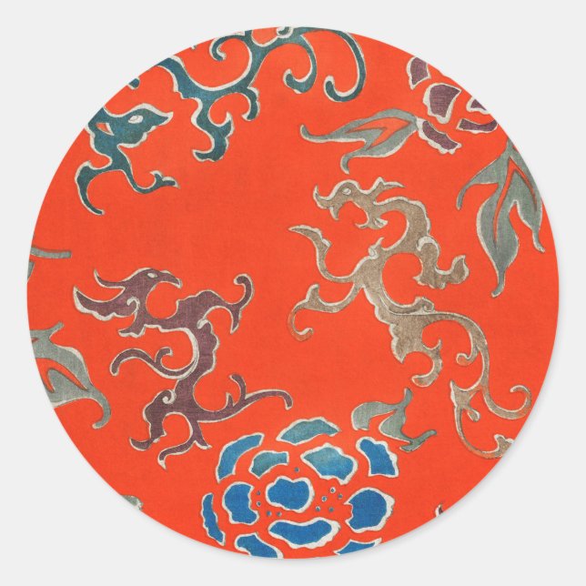 Pegatina Redonda Flores de época (Anverso)