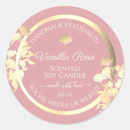 Pegatina Redonda Flores de etiquetas de envasado de productos rosas