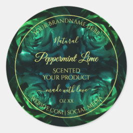 Pegatina Redonda Flores de etiquetas de productos de Rosas verdes y