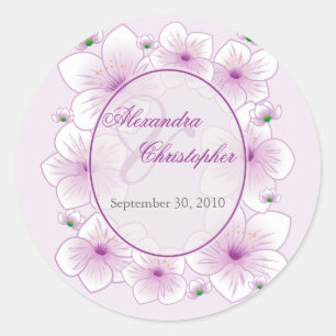 Pegatina Redonda Flores de flores de lavanda favorece la boda román