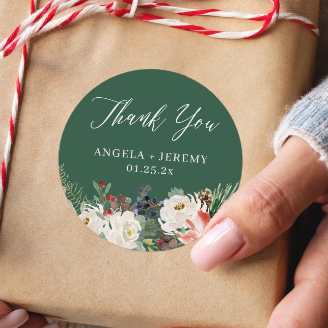 Pegatina Redonda Flores de Invierno Bayas de Acebo Fiesta de Acción (Subido por el creador)