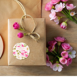 Pegatina Redonda Flores de jardín de flores rosadas de Rubor Ducha 