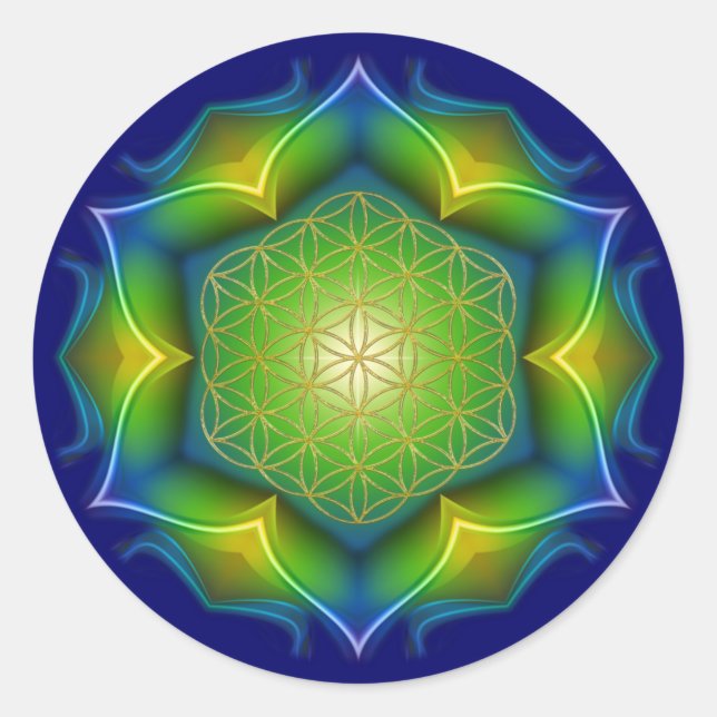 Pegatina Redonda FLORES DE LA VIDA / Blume des Lebens - Mandala V (Anverso)
