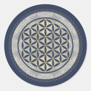 Pegatina Redonda FLORES DE LA VIDA - Símbolo de geometría sagrada A