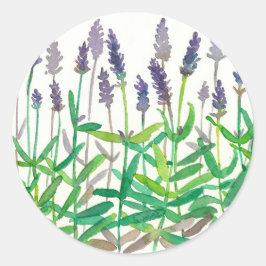 Pegatina Redonda Flores de lavanda Agua Botánica Hierbas Arte