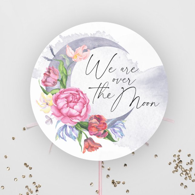 Pegatina Redonda Flores de luna para baby shower (Subido por el creador)