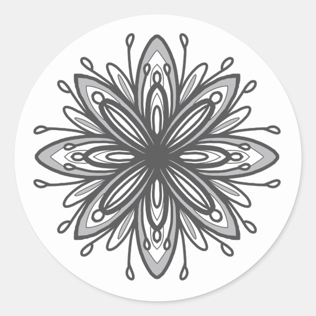 Pegatina Redonda Flores de mandala de amor propio (Anverso)