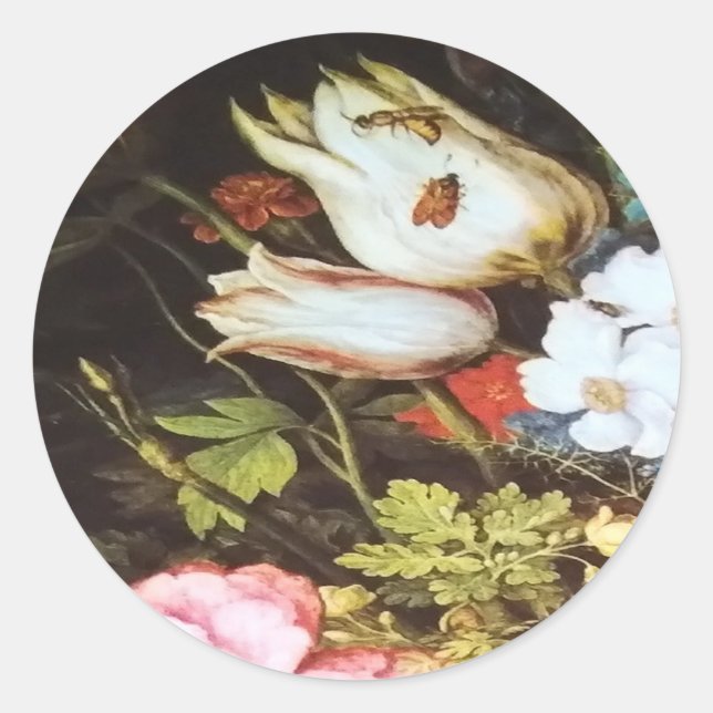 Pegatina Redonda flores de margarita (Anverso)