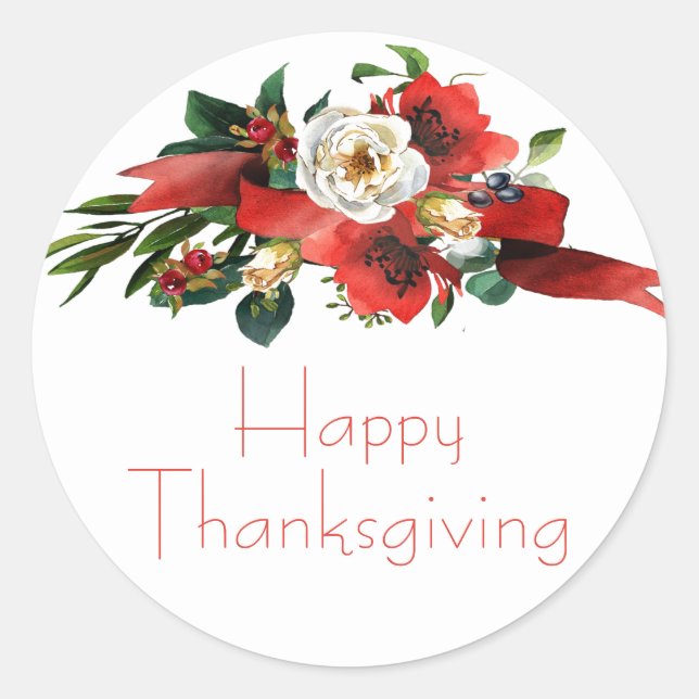 Pegatina Redonda Flores de otoño acuáticas (Anverso)