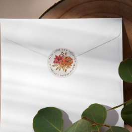 Pegatina Redonda Flores de Otoño Rústicas Ducha De Novias GRACIAS P