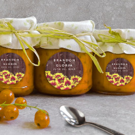 Pegatina Redonda Flores de otoño rusticas en Boda de vallas