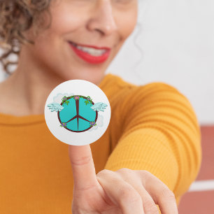 Pegatina Redonda Flores de paz