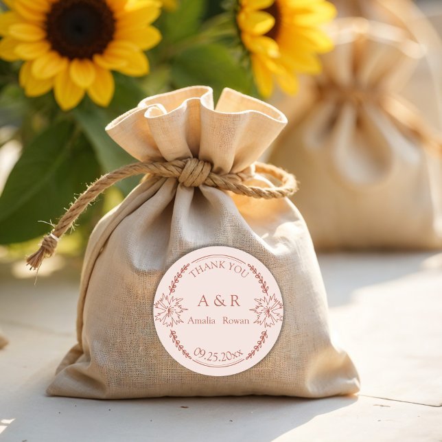 Pegatina Redonda Flores de pradera Bienvenida Gracias (Subido por el creador)