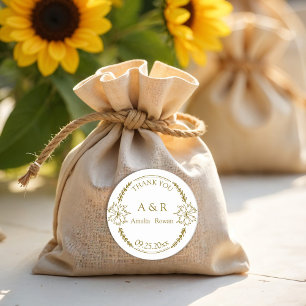 Pegatina Redonda Flores de pradera Bienvenida Gracias