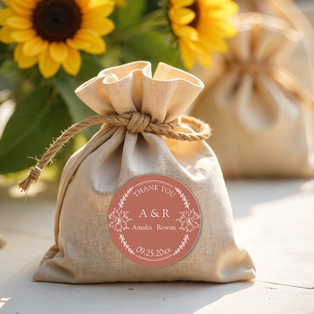 Pegatina Redonda Flores de pradera Bienvenida Gracias (Subido por el creador)