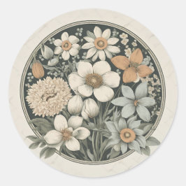 Pegatina Redonda Flores de primavera