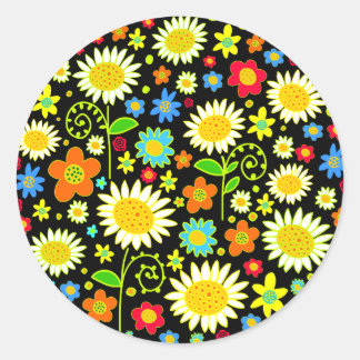 Pegatina Redonda Flores de primavera