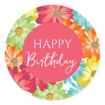 Flores de primavera coloridas y felices cumpleaños