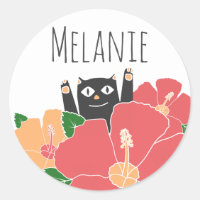 Flores de primavera de gato feliz lindo personaliz