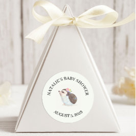 Pegatina Redonda Flores de primavera mariposa rosa Baby Shower Clas