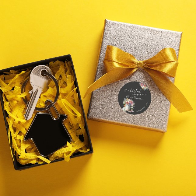 Pegatina Redonda Flores de primavera romántica moderna Vase Bridal  (Subido por el creador)