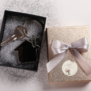 Pegatina Redonda Flores de primavera romántica moderna Vase Bridal