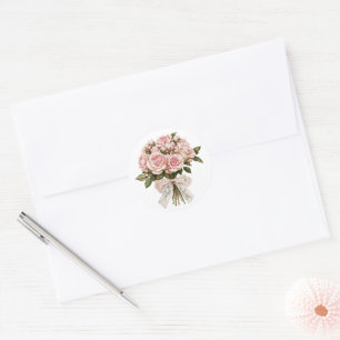 Pegatina Redonda Flores de Shabby antiguas