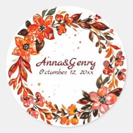 Pegatina Redonda Flores de terracota