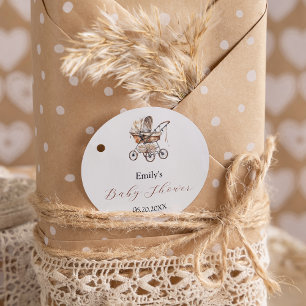 Pegatina Redonda Flores de transporte elegantes Baby Shower pasto s