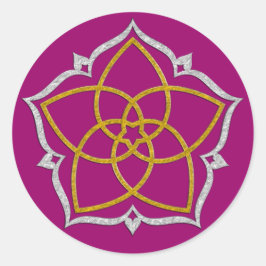 Pegatina Redonda FLORES DE VENUS / PLATA DE GOLD DE Venusblume Lotu