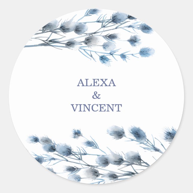 Pegatina Redonda Flores de verano acuarela de personalizable (Anverso)