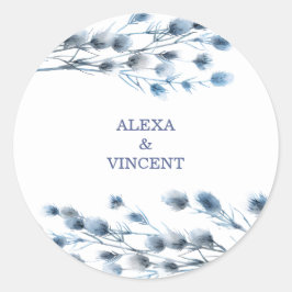Pegatina Redonda Flores de verano acuarela de personalizable