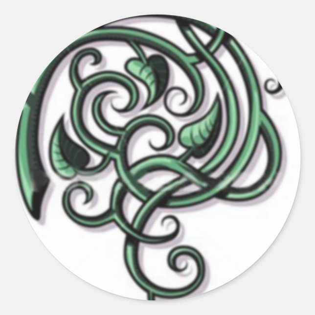 Pegatina Redonda Flores decorativas antiguas (Anverso)